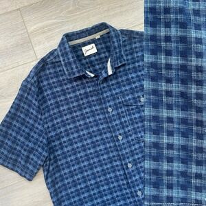 Jeremiah + Sons Large‎ Blue Plaid Short Sleeve Button Up Cotton